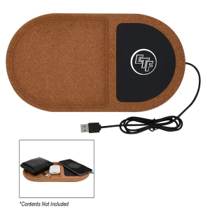 Cork Wireless Charging Pad Desktop Organizer