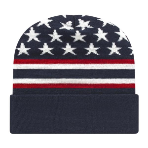 In Stock Flag Knit Cap with Cuff